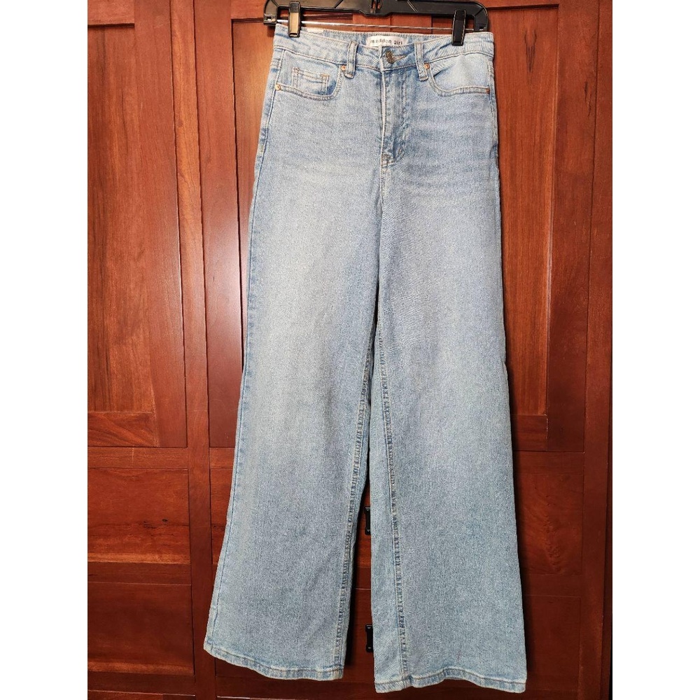Madden Girl Wide Leg High Waisted Light Blue Denim Jeans Womens Size 3